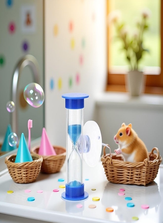 Tustao 2 Minute Sand Timer for Kids, Blue Toothbrush Timer for Kids 2mins / 3mins Sand Clock Timer Plastic Suction Cup Hourglass Sandglass Desktop Ornament Party Favors - Image 4